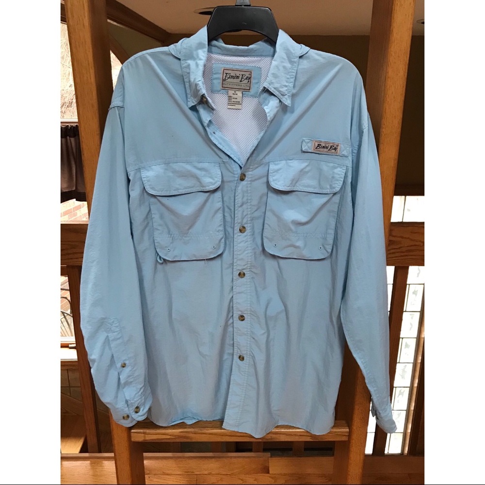 Light blue vented Bimini Bay boating shirt